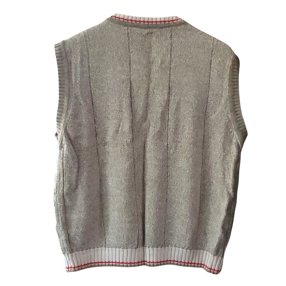 Ready Ellesse Mens V-Neck Sweater Vest M Beige Linen Cotton Golf ~42 inch Chest - Picture 3 of 8
